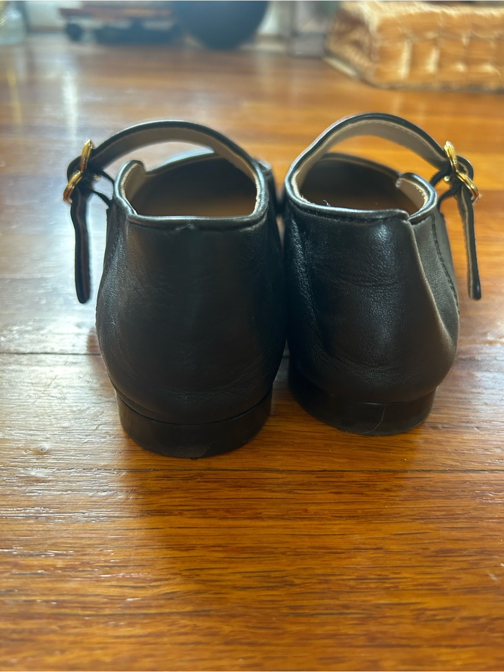 Sam Edelman Black Mary Jane Flats with Gold Buckles - Picture 5 of 5